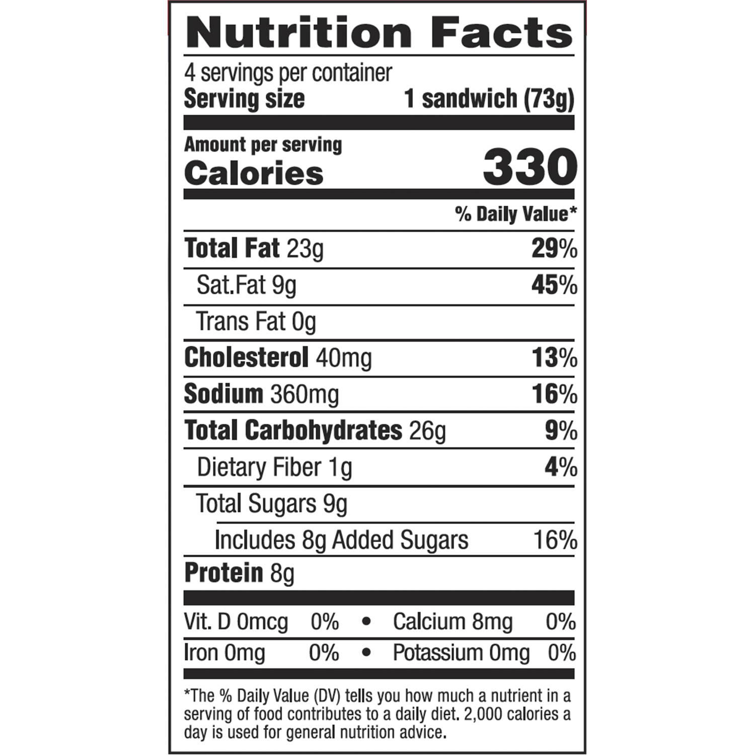 Nutrition Facts for Swaggerty's Sausage Waffle Sandwiches