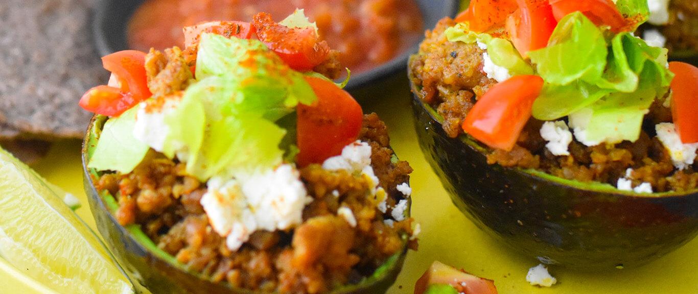 Chili~Lime Sausage Stuffed Avocados Recipe by Swaggerty's Farm®