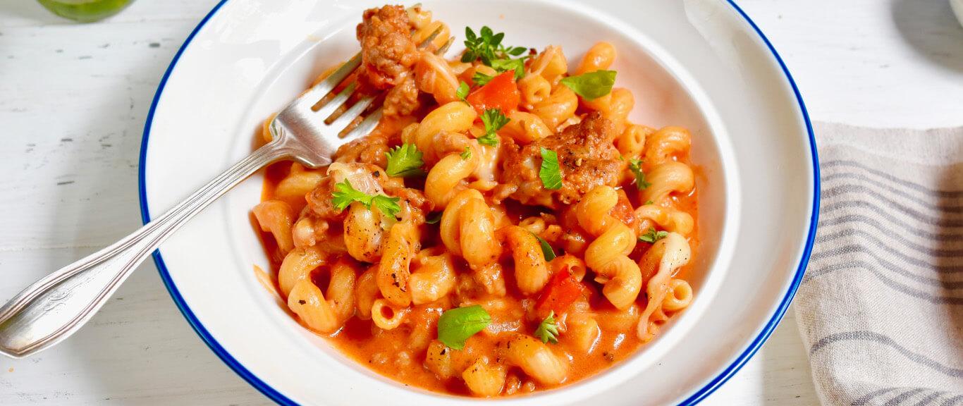 Easy One-Pot Italian Sausage Mac & Cheese Recipe by Swaggerty's Farm®