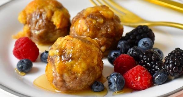 Pancake Breakfast Balls with Maple Syrup Recipe by Swaggerty's Farm®
