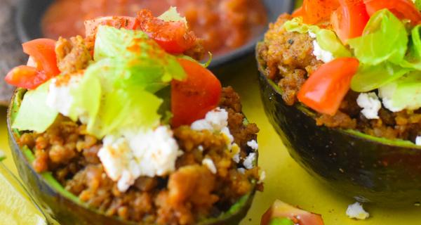 Chili~Lime Sausage Stuffed Avocados Recipe by Swaggerty's Farm®