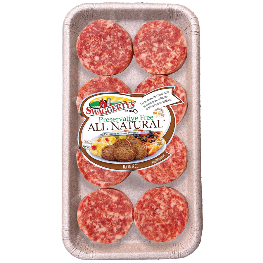 Swaggerty’s Farm All Natural Sausage Patties Tray Pack 12oz Premium All Natural Sausage Patties – (12oz Tray)